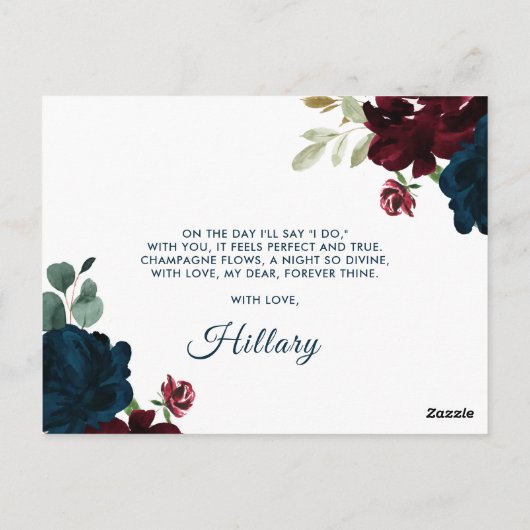 バーガンディと海軍のブ素朴リーデスメイドの提案 ポストカード (裏面)