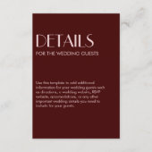 バーガンディと淡いピンクのエレガントでおしゃれな結婚式 エンクロージャーカード (正面)