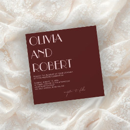 バーガンディと淡いピンクの美しいウェディング・インビテーション 招待状