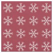 バーガンディと白の雪片 ファブリック (クローズアップ)