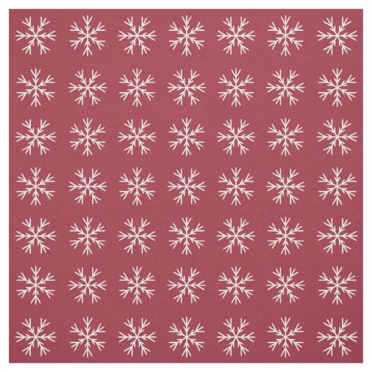 バーガンディと白の雪片 ファブリック (見本)