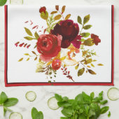 バーガンディと赤い水色のバラキッチンタオル キッチンタオル (折り畳み)