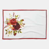 バーガンディと赤い水色のバラキッチンタオル キッチンタオル (横)