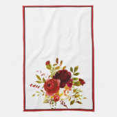 バーガンディと赤い水色のバラキッチンタオル キッチンタオル (縦)