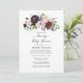 バーガンディと赤面ピンクのフローラドライブでシャワー 招待状 (スタンド正面)