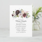 バーガンディと赤面ピンクフローラバーチャルベビーシャワー 招待状 (スタンド正面)