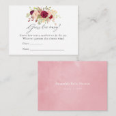 バーガンディと赤面フローラベビーシャワーキャンディーゲーム エンクロージャーカード (正面/裏面)