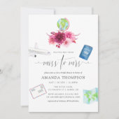 バーガンディと赤面恋しく思ピンクからミセス・ブライダルシャワー 招待状 (正面)