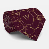 バーガンディと金ゴールドのニューラルネットワークのパターン ネクタイ (ロール)