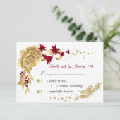 バーガンディと金ゴールドの花と離れ金ゴールド 出欠カード (スタンド正面)