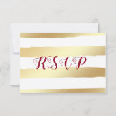 バーガンディと金ゴールドの花と離れ金ゴールド 出欠カード (裏面)