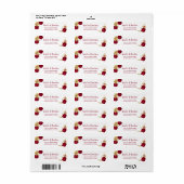 バーガンディと金ゴールドの花エレガント差出人住所 ラベル (フルシート)