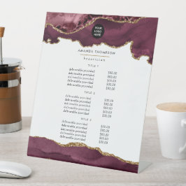 バーガンディと金ゴールドアゲート石の価格企業の設定 台座サイン