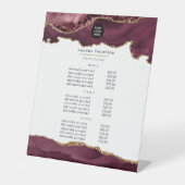 バーガンディと金ゴールドアゲート石の価格企業の設定 台座サイン (正面)