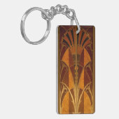 バーガンディと金ゴールドアールデコ キーホルダー (正面左)