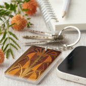 バーガンディと金ゴールドアールデコ キーホルダー (正面右)