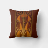 バーガンディと金ゴールドアールデコ クッション (裏面)