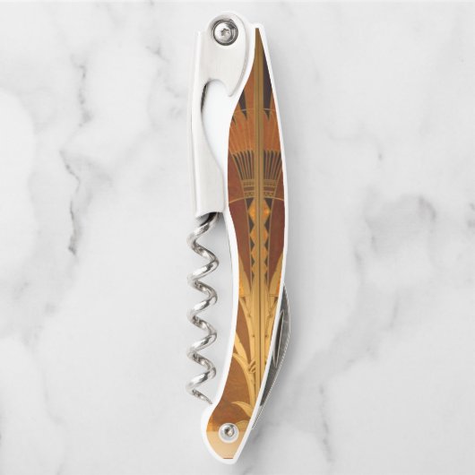 バーガンディと金ゴールドアールデコ ソムリエナイフ (正面)