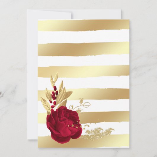 バーガンディと金ゴールドエレガントの花結婚幾何学模様 招待状 (裏面)