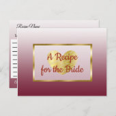 バーガンディと金ゴールドグラデ結婚ィエントのレシピカード ポストカード (正面/裏面)