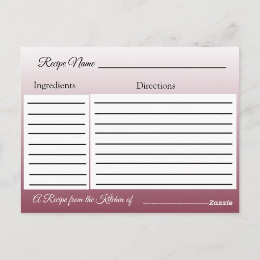 バーガンディと金ゴールドグラデ結婚ィエントのレシピカード ポストカード (裏面)