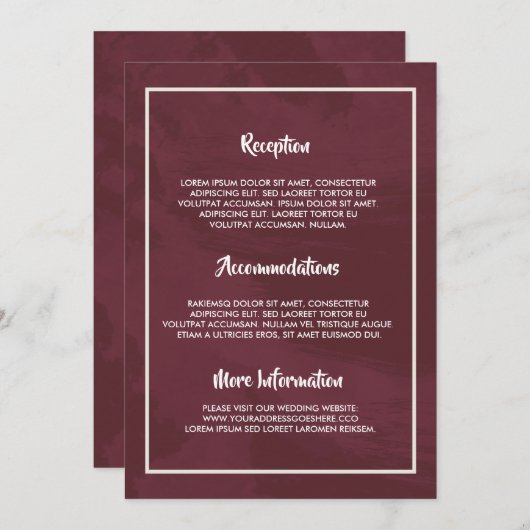 バーガンディと金ゴールドグリッターポケット 招待状 (正面/裏面)