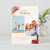 バーガンディと金ゴールドトロピカル2フォトクリスマス シーズンカード (スタンド正面)