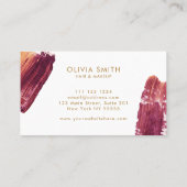 バーガンディと金ゴールドモダンブ芸術的ラシのテクスチャ 名刺 (裏面)