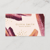 バーガンディと金ゴールドモダンブ芸術的ラシのテクスチャ 名刺 (正面)