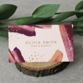 バーガンディと金ゴールドモダンブ芸術的ラシのテクスチャ 名刺