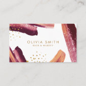 バーガンディと金ゴールドモダンブ芸術的ラシのテクスチャ 名刺 (正面)