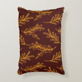 バーガンディと金ゴールドリーフスポリグランバーアクセント枕 アクセントクッション (正面(垂直))