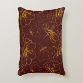 バーガンディと金ゴールドリーフランバーアクセント枕 アクセントクッション (正面(垂直))