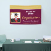 バーガンディと金ゴールド祝いの卒業式バナー 横断幕 (トレードショー)