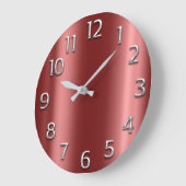 バーガンディのあずき色の銀製灰色の金属アラビア数字 ラージ壁時計 (傾斜)