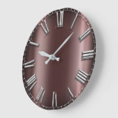 バーガンディのあずき色の銀製灰色金属ローマ数 ラージ壁時計 (傾斜)