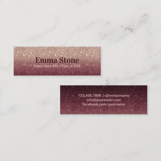 バーガンディのばら色の金ゴールドのグラデーションな卒業の名前の挿入物 コーリングカード (正面/裏面)
