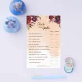 バーガンディのカップルの上または下のシャワーゲームカード チラシ (シングル)