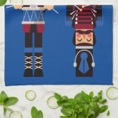 バーガンディのクリスマスくるみ割りドラム キッチンタオル (折り畳み)