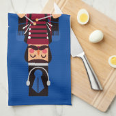 バーガンディのクリスマスくるみ割りドラム キッチンタオル (四つ折り)