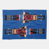 バーガンディのクリスマスくるみ割りドラム キッチンタオル (横)