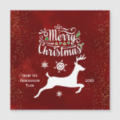 バーガンディのクリスマストナカイのカードマグネット (正面)