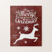 バーガンディのクリスマストナカイ ジグソーパズル (縦)