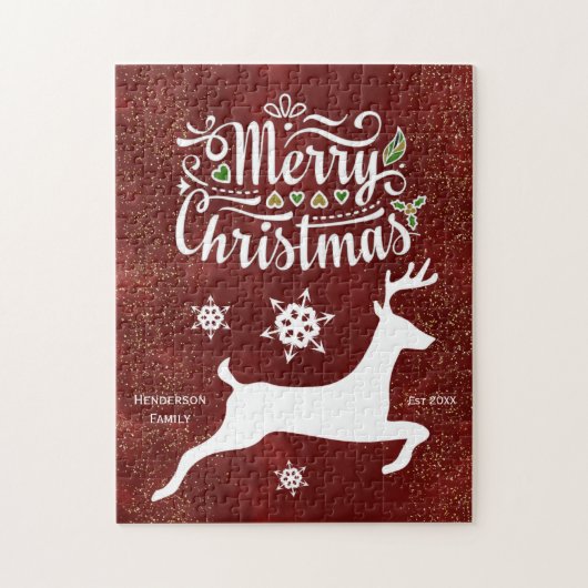 バーガンディのクリスマストナカイ ジグソーパズル (縦)