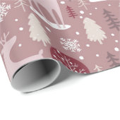 バーガンディのクリスマスパターン包装紙 ラッピングペーパー (ロールコーナー)