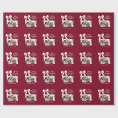 バーガンディのコーヒークリームの弓の写真スクリプトChristmas ラッピングペーパー (フラット)