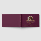 バーガンディのゴールドフォイルシールド誕生日 ゲストブック (全面)