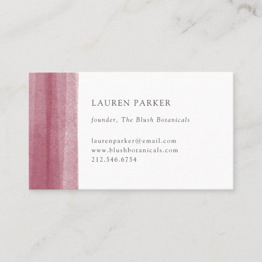 バーガンディのシンプルな水彩画 名刺 (正面)