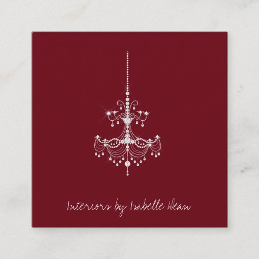 バーガンディのデザイナーのダイヤモンドのシャンデリア スクエア名刺 (正面)