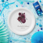 バーガンディのバラ ペーパープレート (パーティー)